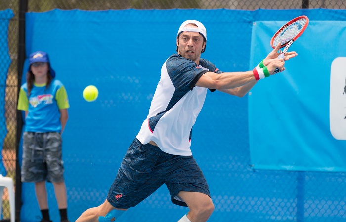 Paolo Lorenzi (ITA) [1] - Action from Day 4 of the Canberra $75K ATP Challenger being held at the Canberra Tennis Centre on Tuesday 12 January 2016. Photo by Ben Southall. #CBRATPChallenger