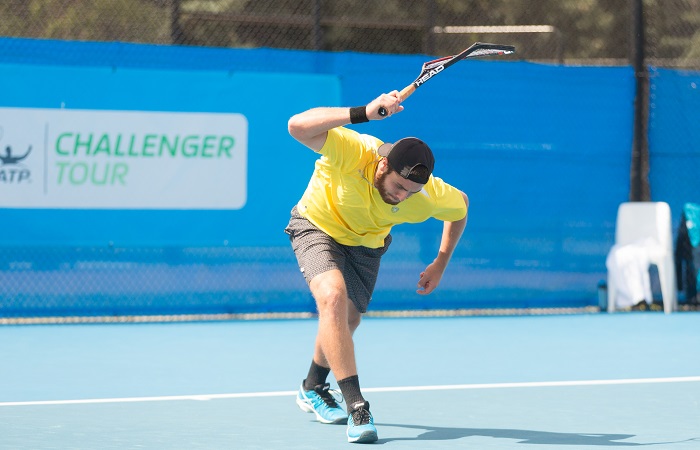 MARCO TRUNGELLITI (ARG) in action during day four of the Apis Canberra International. Match was played at the Canberra Tennis Centre in Lyneham, Canberra, ACT on Tuesday 1 November 2016. Photo by: Ben Southall.