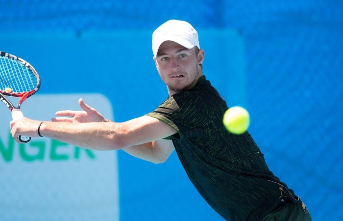 OMAR JASIKA (AUS) in action during day five of the Apis Canberra International. Match was played at the Canberra Tennis Centre in Lyneham, Canberra, ACT on Wednesday 2 November 2016. Photo by: Ben Southall.