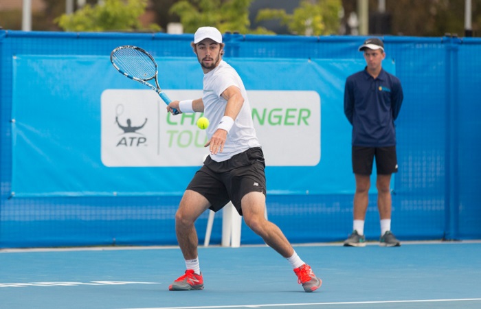 JORDAN THOMPSON (AUS) in action during day four of the Apis Canberra International. Match was played at the Canberra Tennis Centre in Lyneham, Canberra, ACT on Tuesday 1 November 2016. Photo by: Ben Southall.