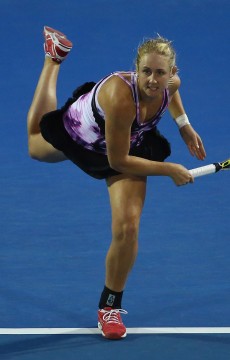 Jess Moore in action at the 2016 Hobart International; Getty Images