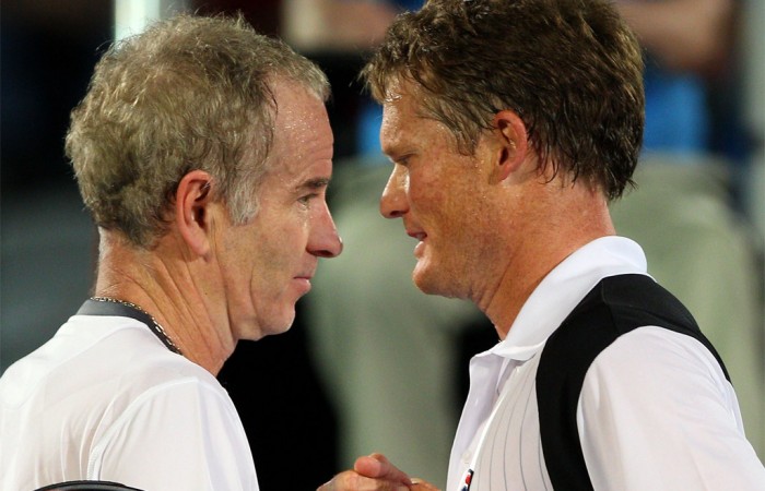 John McEnroe and Wayne Ferreira at the Champions Downunder tournament. GETTY IMAGES
