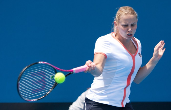 Jelena Dokic in action during the Australian Wildcard Play-off's 2010. Jason Retchford.