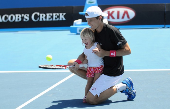 Peter Luczak with his daughter Millie at the Kids Family Day.