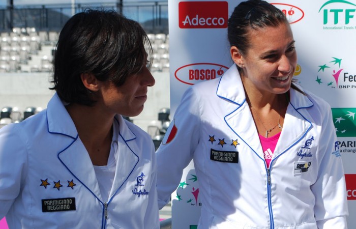 Francesca Schiavone and Flavia Pennetta, Hobart. TENNIS AUSTRALIA