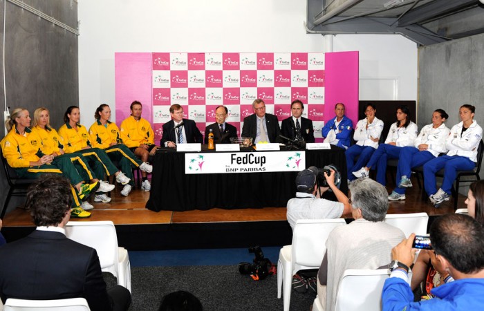 The Australia v Italy Fed Cup World Group draw gets underway. DAVID CLIFFORD
