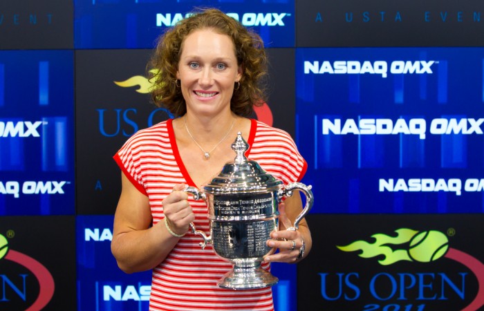 Sam Stosur photo opportunity and interviews at Times Square New York. Photo: Mark Riedy