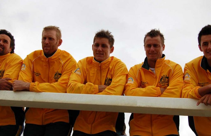 The Australian Davis Cup team at the official draw ceremony in Ocean Grove: Tennis Australia 