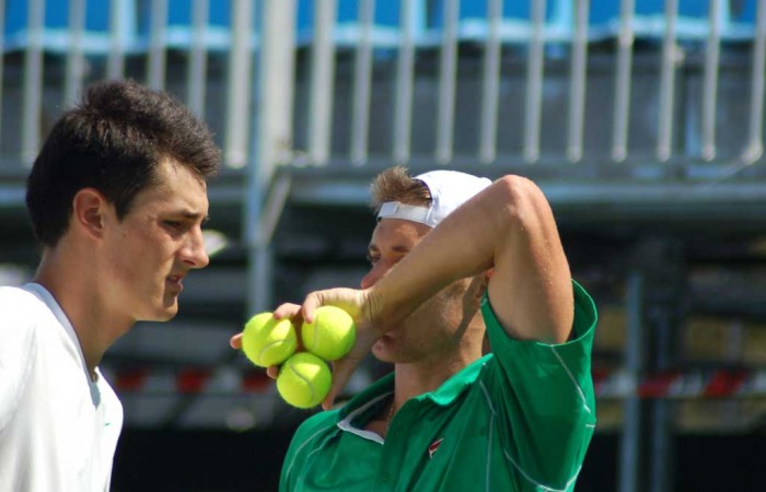 Bernard Tomic and Matt Ebden play doubles: Tennis Australia 