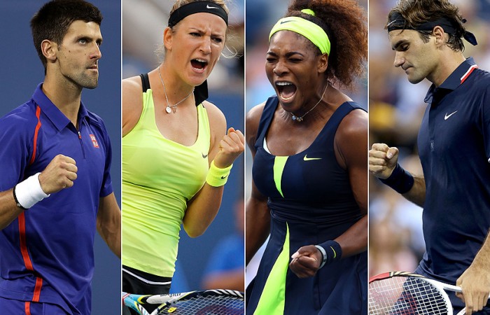 Tennis heavyweights (L-R) Novak Djokovic, Victoria Azarenka, Serena Williams and Roger Federer will be among the top contenders when they arrive in Melbourne for Australian Open 2013; Getty Images