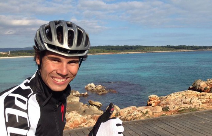 Rafael Nadal bike-riding; Rafael Nadal via Facebook