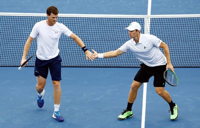 John Peers (R) and Jamie Murray in action during their US Open men's doubles semifinal victory over Americans Steve Johnson and Sam Querrey; Getty Images