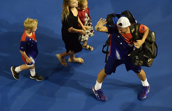 Lleyton Hewitt bids farewell to Rod Laver Arena after falling in the second round of Australian Open 2016; Getty Images