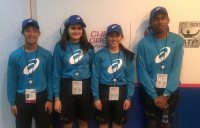 Australian Open ball kids Aidan Chu, Stacey Flaounas, Maddi Chong and Logithan Chandrakumar at the China Open this week.