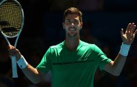 Thanasi Kokknakis celebrates his three-set victory over Vasek Pospisil at the Hopman Cup; Getty Images