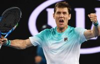 Matt Ebden roars in celebration at Melbourne Park.