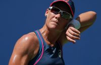 Samantha Stosur of Australia reacts against Caroline Wozniacki of Denmark during their Day 2 2018 US Open Women's Singles match at the USTA Billie Jean King National Tennis Center in New York on August 28, 2018. (Photo by TIMOTHY A. CLARY / AFP) (Photo credit should read TIMOTHY A. CLARY/AFP/Getty Images)