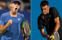 Alex De Minaur (L) and Bernard Tomic have advanced to ATP hardcourt semifinals in China; Getty Images