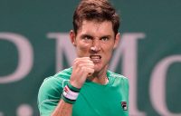 Matt Ebden celebrates during his second-round victory over sixth seed Dominic Thiem at the Shanghai Masters; Getty Images