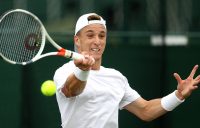 Andrew Harris in action during his victory over Sergiy Stakhovsky in the second round of Wimbledon qualifying (Getty Images)