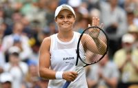 Ash Barty celebrates her first-round victory at Wimbledon over Zheng Saisai (Getty Images)