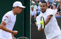 Alex de Minaur (L) and Nick Kyrgios (R) were first-round winners at Wimbledon (Getty Images)