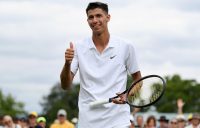 Alexei Popyrin celebrates his first-round win at Wimbledon over Pablo Carreno Busta (Getty Images)