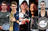 2019 Newcombe Medal nominees (L-R) John Millman, Alex de Minaur, Ash Barty, Dylan Alcott and Ajla Tomljanovic (Getty Images)