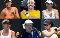 Aussies in action on day one of the 2020 US Open. Pictures: Getty Images