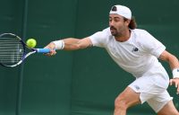 Jordan Thompson, pictured at Wimbledon, exits in the semifinals of the Hall of Fame Open in Newport; Getty Images