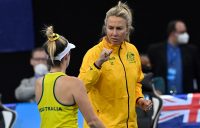 Storm Sanders and Australian captain Alicia Molik at the Billie Jean King Cup. Picture: ITF