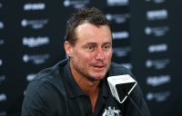 Australian Davis Cup captain Lleyton Hewitt speaks to media ahead of the 2022 Davis Cup Qualifier between Australia and Hungary at Ken Rosewall Arena in Sydney, Australia. (Getty Images)