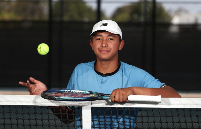 Taiki Takizawa poses for a photo during the Talent Combine at the Queensland Tennis Centre in Brisbane on Tuesday, September 26, 2023. Photo by TENNIS AUSTRALIA/JASON O'BRIEN