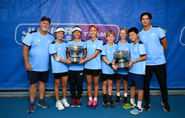 June 25: U11 Girls and Boys winners (NSW) during the Australian Teams Championships at KDV Tennis Centre, Gold Coast. Photo by TENNIS AUSTRALIA/ DAN PELED