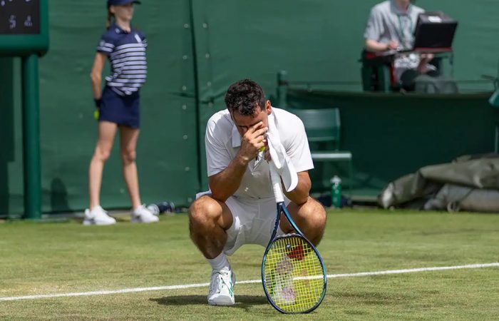 An emotional Alex Bolt celebrates qualifying at Wimbledon 2024. Picture: AELTC