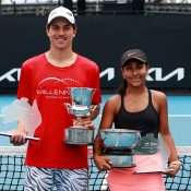 Last year's 16/u champions Daniel Jovanovski (VIC) and Giselle Guillen (NSW)