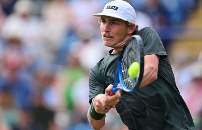 Max Purcell in action during the Eastbourne final. Picture: Getty Images
