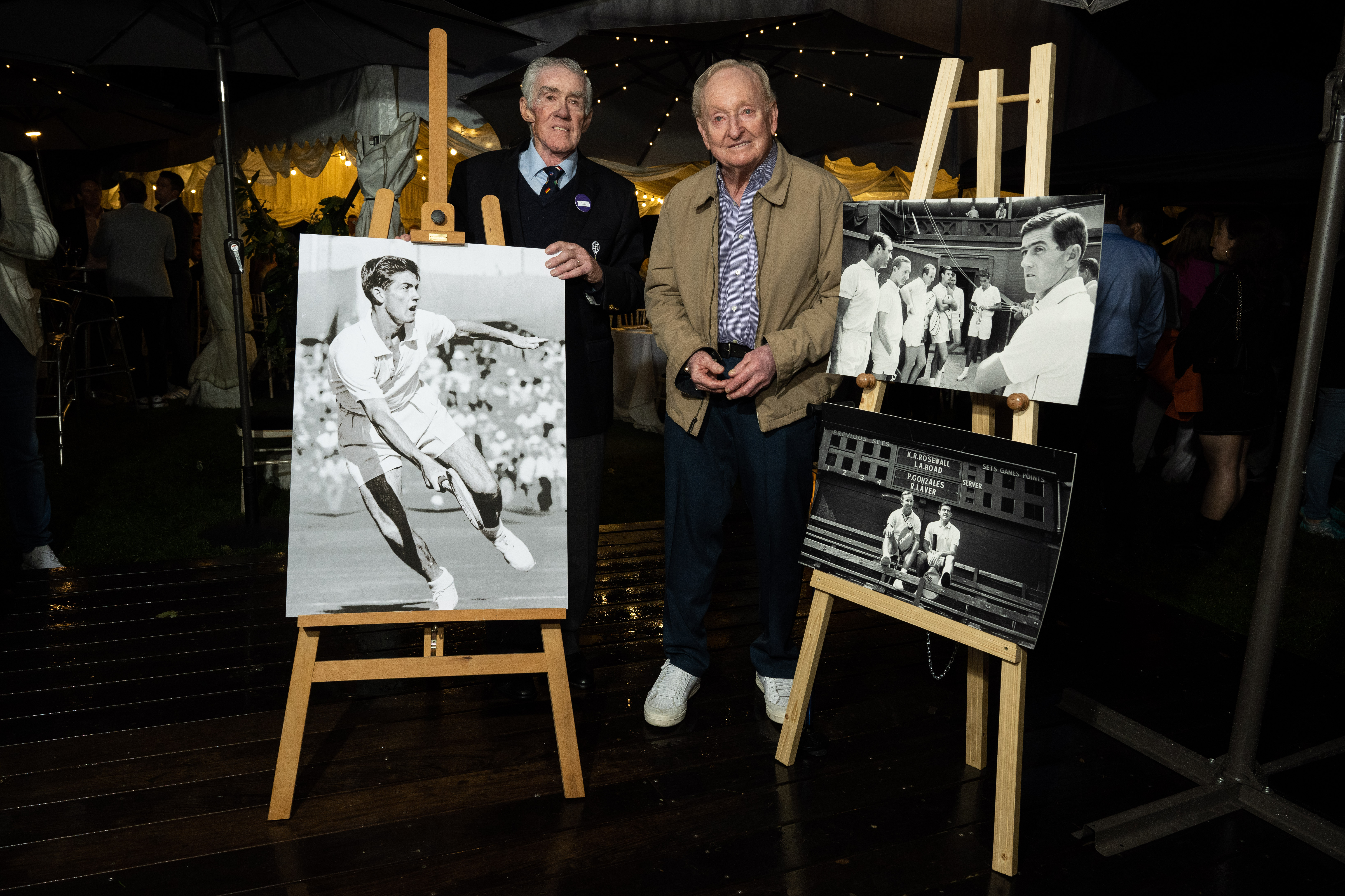 Ken Rosewall and Rod Laver at Tennis Australia's Legends of Lawn barbecue in London. Picture: Getty Images