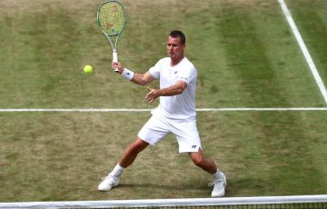 Lleyton Hewitt in action at Wimbledon 2024. Picture: Getty Images