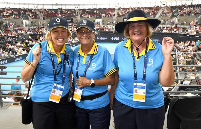 January 03: Volunteers during the 2024 Brisbane International, on Wednesday, January 03, 2024. Photo by TENNIS AUSTRALIA/ SCOTT DAVIS