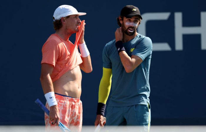 Max Purcell and Jordan Thompson in action at US Open 2024. Picture: Getty Images