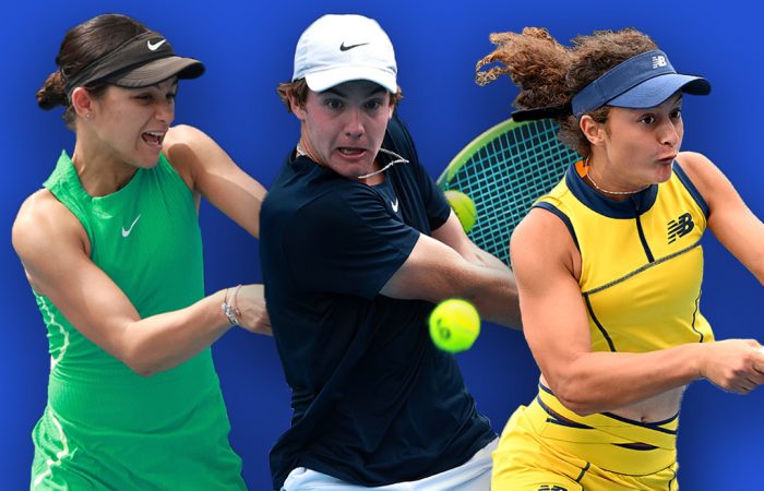 Renee Alame, Ty Host and Tahlia Kokkinis are all rising in the ITF junior rankings. Pictures: Tennis Australia