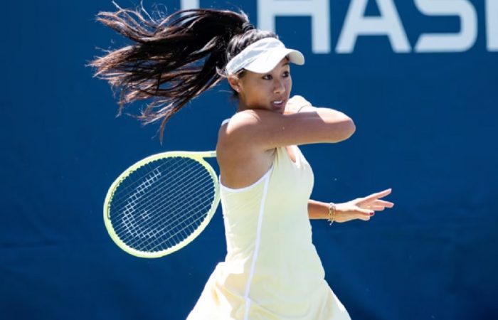 Priscilla Hon in action during qualifying at US Open 2024. Picture: USTA