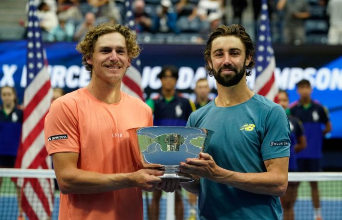 Max Purcell and Jordan Thompson with their US Open 2024 title. Picture: Getty Images