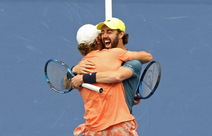 Jordan Thompson and Max Purcell celebrate their US Open victory. Picture: Getty Images