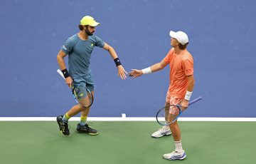 Jordan Thompson and Max Purcell claim their first Grand Slam doubles title together at the 2024 US Open. Photo: Getty Images