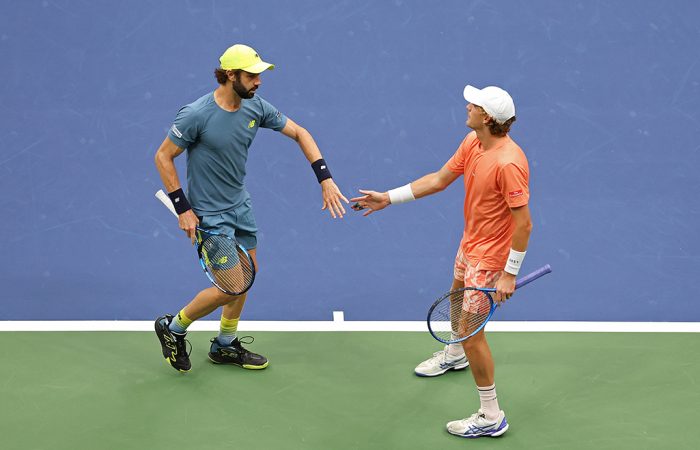 Jordan Thompson and Max Purcell claim their first Grand Slam doubles title together at the 2024 US Open. Photo: Getty Images