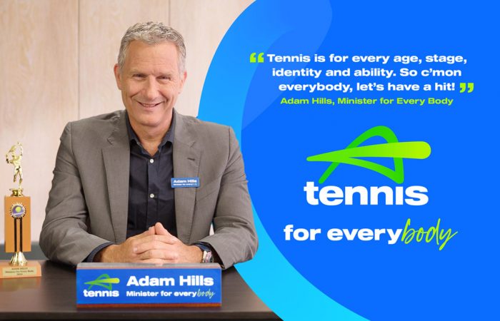 Adam Hills fronts Tennis Australia's new 'Tennis for everybody' campaign.