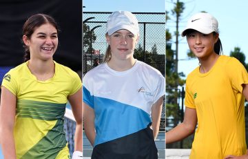 (L-R) Renee Alame, Ava Beck and Koharu Nishikawa will represent Australia at the 2024 Billie Jean King Cup Juniors by Gainbridge Finals in Turkey. 