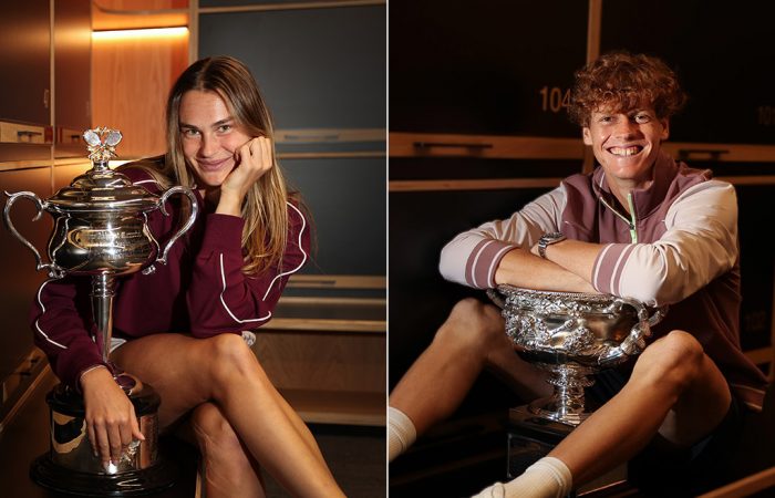 Australian Open 2024 champions Aryna Sabalenka and Jannik Sinner. Photo: Getty Images